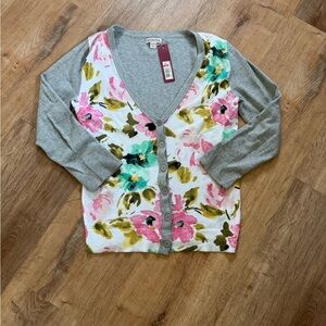 NWT - Merona - Floral Gray Cardigan Sweater